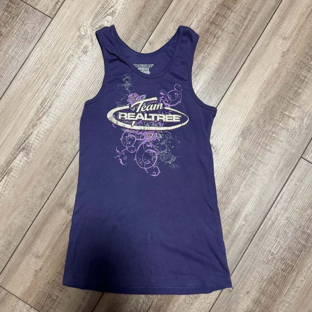 Realtree Purple Y2K Tank Top with Rhinestones